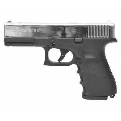 Пистолет охолощенный Retay G19C, (Glok 19), Никель кал. 9mm. P.A.K