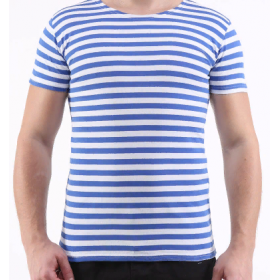 Тельняшка-футболка с коротким рукавом (голубая полоса)